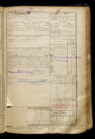 Delamare, Abel Maurice Isaïe, né le 20 août 1894 à Namps-Maisnil (Somme), classe 1914, matricule n° 313, Bureau de recrutement d'Amiens