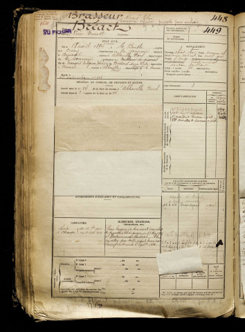 Brasseur, René Eloi, classe 1914, matricule n° 448, Bureau de recrutement d'Abbeville