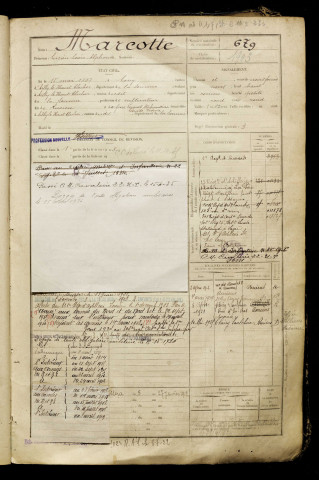 Marcotte, Lucien Léon Alphonse, né le 15 mai 1887 à Long (Somme), classe 1907, matricule n° 679, Bureau de recrutement d'Abbeville