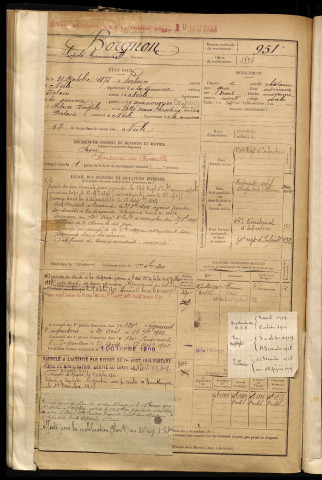 Borgnon, Léopold Emmanuel, né le 31 octobre 1875 à Pertain (Somme), classe 1895, matricule n° 951, Bureau de recrutement de Péronne