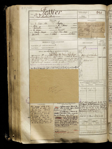 Fessier, Paul Charles Alcide, né le 02 février 1890 à Cappy (Somme), classe 1910, matricule n° 910, Bureau de recrutement de Péronne