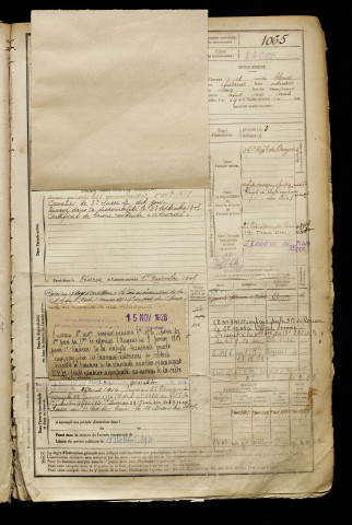 Boulanger, Firmin François Victor, né le 21 juillet 1881 à Contay (Somme), classe 1901, matricule n° 1065, Bureau de recrutement d'Amiens