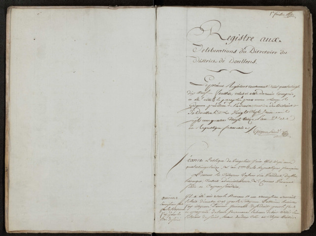 Délibérations du Directoire du district de Doullens : 28 juin 1793-14 avril 1794