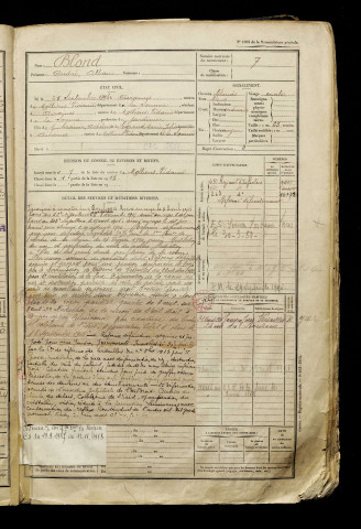 Blond, André Alban, né le 25 septembre 1896 à Airaines (Somme), classe 1916, matricule n° 7, Bureau de recrutement d'Amiens