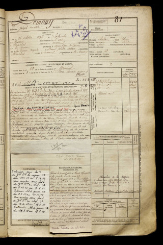 Demouy, Joseph Anatole, né le 16 octobre 1896 à Lataule (Oise), classe 1916, matricule n° 81, Bureau de recrutement de Péronne