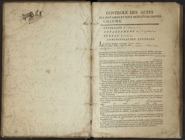 Contrôle des actes du bureau d'Albert pour la période du 3 janvier 1785 au 26 juin 1786