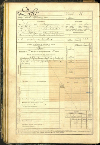 Defer, Jules Alphonse, né le 06 janvier 1863 à Bouquemaison (Somme, France), classe 1883, matricule n° 33, Bureau de recrutement d'Abbeville