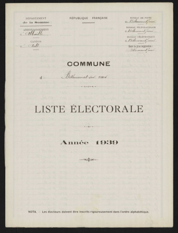 Liste électorale : Béthencourt-sur-Mer
