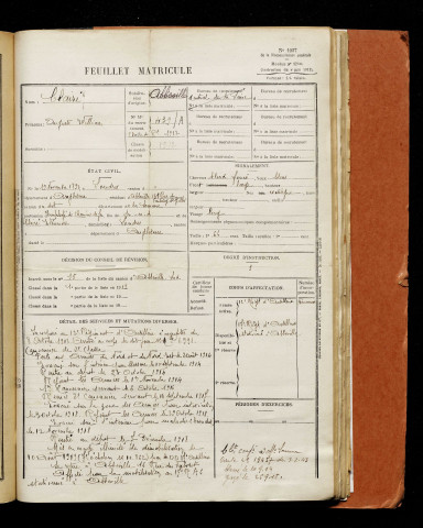 Clairé, Auguste William, né le 19 novembre 1892 à Londres (Royaume-Uni), classe 1912, matricule n° 439, Bureau de recrutement d'Abbeville