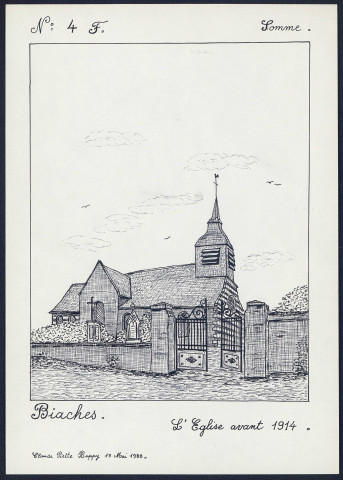 Biaches : l'église avant 1914 - (Reproduction interdite sans autorisation - © Claude Piette)