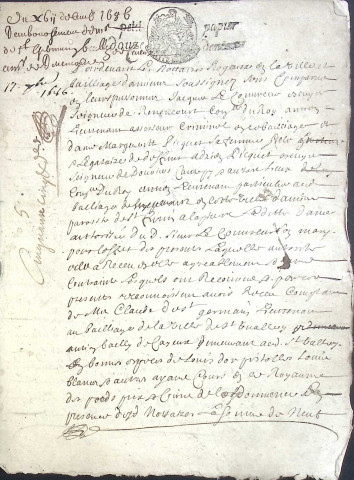Etude de Me Henri Louette à Amiens (étude n°22). Minutes de l'année 1686