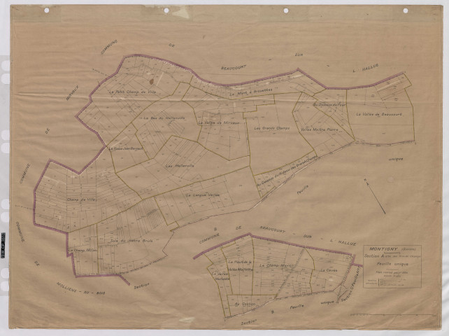 Plan du cadastre rénové - Montigny-sur-l'Hallue : section A