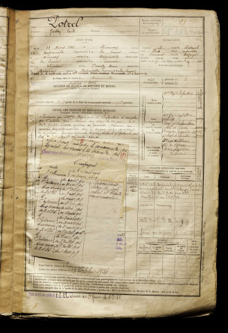 Potrel, Gaston Emile, né le 23 mars 1885 à Miannay (Somme), classe 1905, matricule n° 21, Bureau de recrutement d'Abbeville