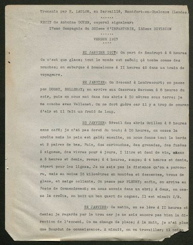 Témoignage de Doyen, Antoine et correspondance avec Jacques Péricard