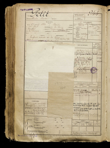 Petit, André Olivier, né le 27 avril 1892 à Paris 14e Arrondissement (Paris), classe 1912, matricule n° 944, Bureau de recrutement d'Abbeville