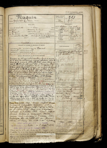 Maguin, Georges Robert Louis, né le 24 avril 1898 à Paris 6e Arrondissement (Paris), classe 1918, matricule n° 795, Bureau de recrutement d'Abbeville