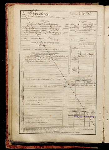 Becquin, Emile Adéodat, né le 04 avril 1873 à Picquigny (Somme), classe 1893, matricule n° 576, Bureau de recrutement d'Amiens