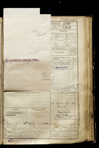 Vaillant, Marcel Jules Paul, né le 20 juillet 1900 à Oisemont (Somme), classe 1920, matricule n° 1191, Bureau de recrutement d'Amiens