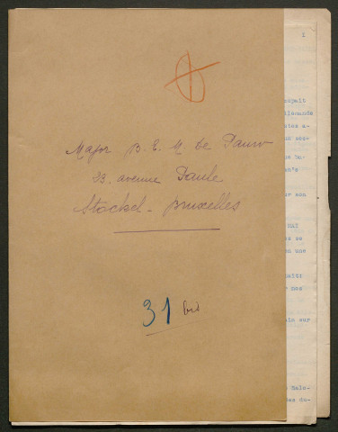 Témoignage de De Pauw, P. (Major) et correspondance avec Jacques Péricard