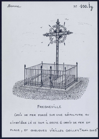 Fresneville : croix de fer forgé sur une sépulture - (Reproduction interdite sans autorisation - © Claude Piette)
