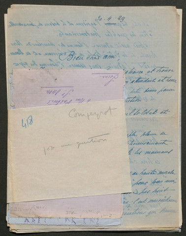 Témoignage de Compeyrot, F. (Colonel) et correspondance avec Jacques Péricard