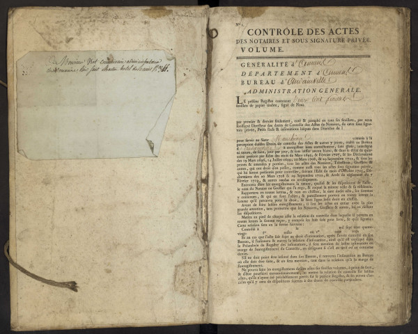 Contrôle des actes du bureau d'Andainville pour la période du 28 mai 1697 au 10 août 1724