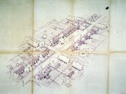 Guerre 1939-1945. Vue cavalière du projet de reconstruction de la cité cheminote