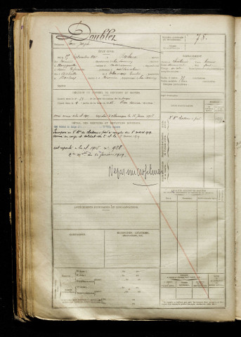 Doublet, Pierre Joseph, né le 25 septembre 1895 à Barleux (Somme), classe 1920, matricule n° 78, Bureau de recrutement de Péronne