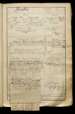 Monflier, Charles, né le 11 juin 1884 à Bray-sur-Somme (Somme), classe 1904, matricule n° 1115, Bureau de recrutement d'Abbeville