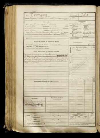 Tempez, Eugène Léon, né le 17 janvier 1895 à Bresles (Oise), classe 1915, matricule n° 754, Bureau de recrutement d'Amiens