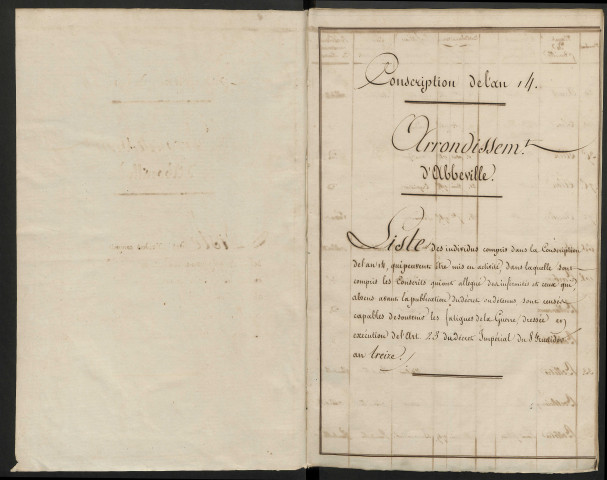 Liste du contingent - Tirage au sort de la période 1805-1806