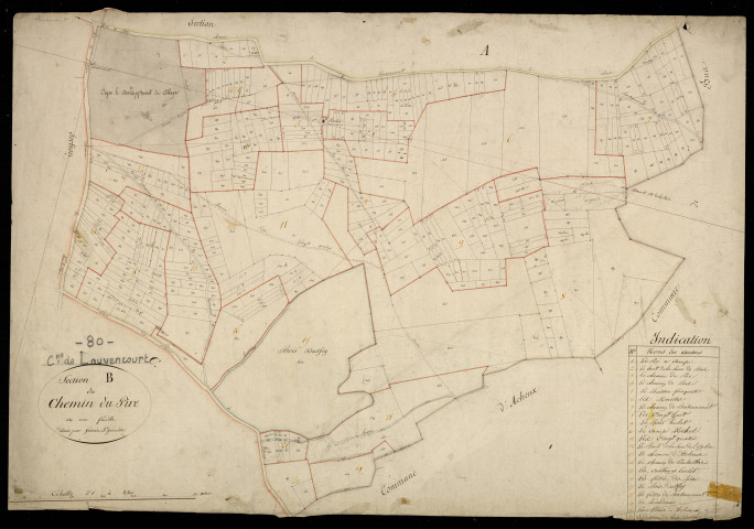 Plan du cadastre napoléonien - Louvencourt : Chemin du Pire (Le), B