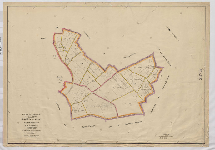 Plan du cadastre rénové - Oneux : section Plan d'ensemble sud