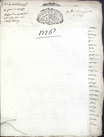 Etude de Me Charles Machart à Amiens (étude n°16). Minutes de l'année 1726