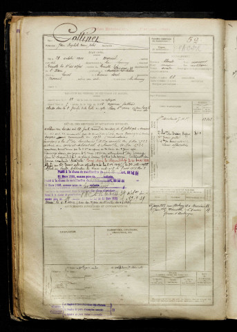 Collinet, Jean Baptiste Marie Jules, né le 21 octobre 1900 à Moreuil (Somme), classe 1920, matricule n° 52, Bureau de recrutement de Péronne