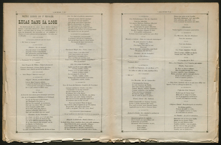 Amiens-tir, organe officiel de l'amicale des anciens sous-officiers, caporaux et soldats d'Amiens, numéro 1 et 2 (janvier 1914 -février 1914)