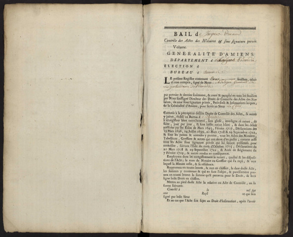 Contrôle des actes du bureau de Chaulnes pour la période du 17 mars 1750 au 4 décembre 1751