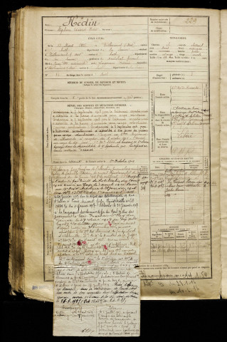 Hédin, Stéphane Edmond Victor, né le 13 mars 1885 à Béthencourt-sur-Mer (Somme), classe 1905, matricule n° 229, Bureau de recrutement d'Abbeville