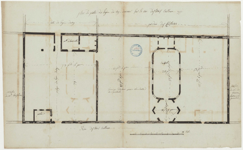 Plan de partie du Logis du Roy donnant sur la rue des Trois Cailloux (1777)