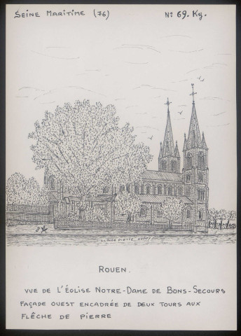 Rouen (Seine-Maritime) : vue de l'église Notre-Dame de bons-secours - (Reproduction interdite sans autorisation - © Claude Piette)
