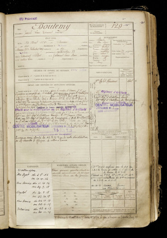 Boutemy, Joseph Louis Edmond, né le 14 avril 1891 à Amiens (Somme), classe 1911, matricule n° 129, Bureau de recrutement d'Amiens