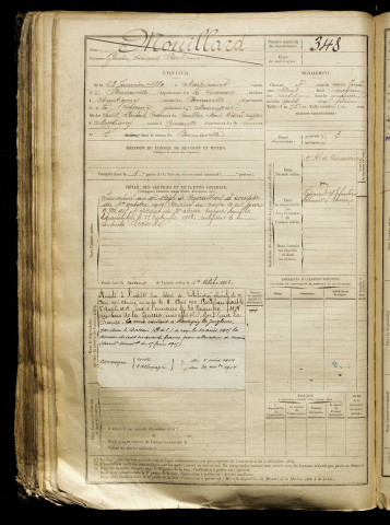 Mouillard, Gaston Edouard Paul, né le 23 janvier 1889 à Maizicourt (Somme), classe 1909, matricule n° 348, Bureau de recrutement d'Abbeville