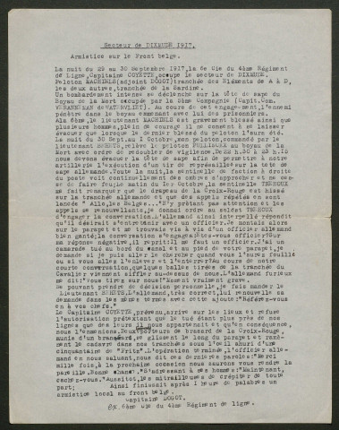 Témoignage de Dogot, R. (Capitaine) et correspondance avec Jacques Péricard