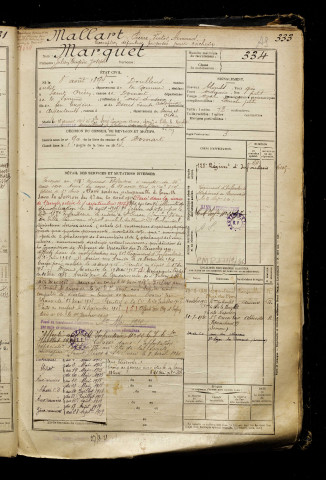 Mallart, Pierre Victor Armand, classe 1914, matricule n° 333, Bureau de recrutement d'Abbeville