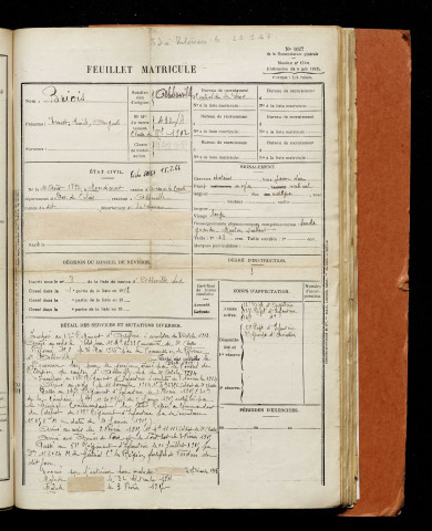Briois, Ernest Emile Auguste, né le 11 août 1892 à Mondicourt (Pas-de-Calais), classe 1912, matricule n° 432, Bureau de recrutement d'Abbeville