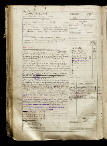Lemaire, Paul Louis Eugène, né le 29 juin 1894 à Fonches-Fonchette (Somme), classe 1914, matricule n° 402, Bureau de recrutement de Péronne