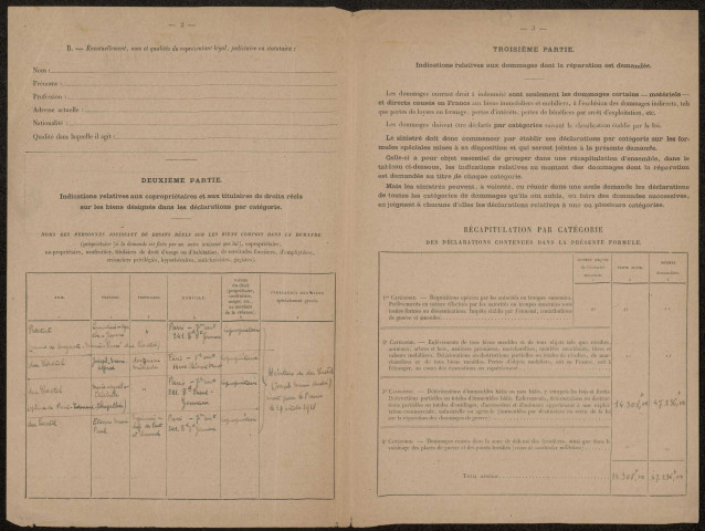 Cléry-sur-Somme. Demande d'indemnisation des dommages de guerre : dossier Castel (du)