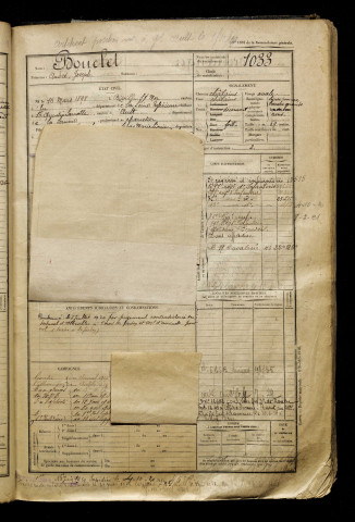 Bouclet, André Joseph, né le 16 mars 1898 à Biville-sur-Mer (Seine-Maritime), classe 1918, matricule n° 1033, Bureau de recrutement d'Abbeville