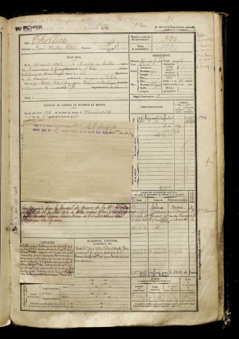 Thellier, René Walter Vital, né le 17 août 1896 à Croissy-sur-Celle (Oise), classe 1916, matricule n° 927, Bureau de recrutement d'Amiens