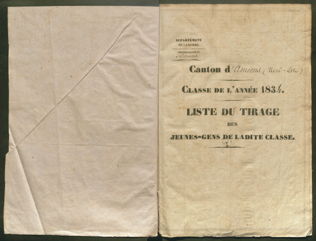 Tirage au sort (arrondissement d'Amiens) de l'année 1834